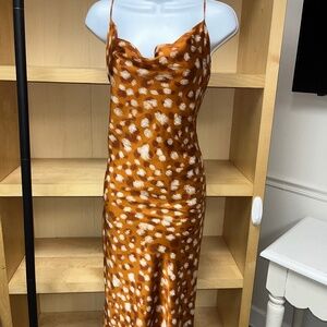 BARDOT RUST POLKA DOT ADJ STRAPS MAXI DRESS 14